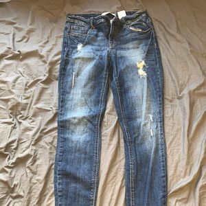 Low rise zipper skinny ankle jeans